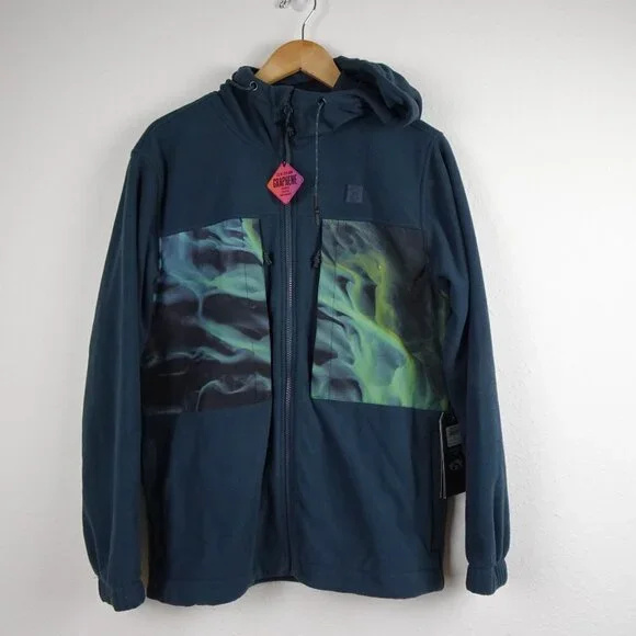Billabong A/Div Canyon Graphene Hooded Jacket Fleece Mens Small Blue Green